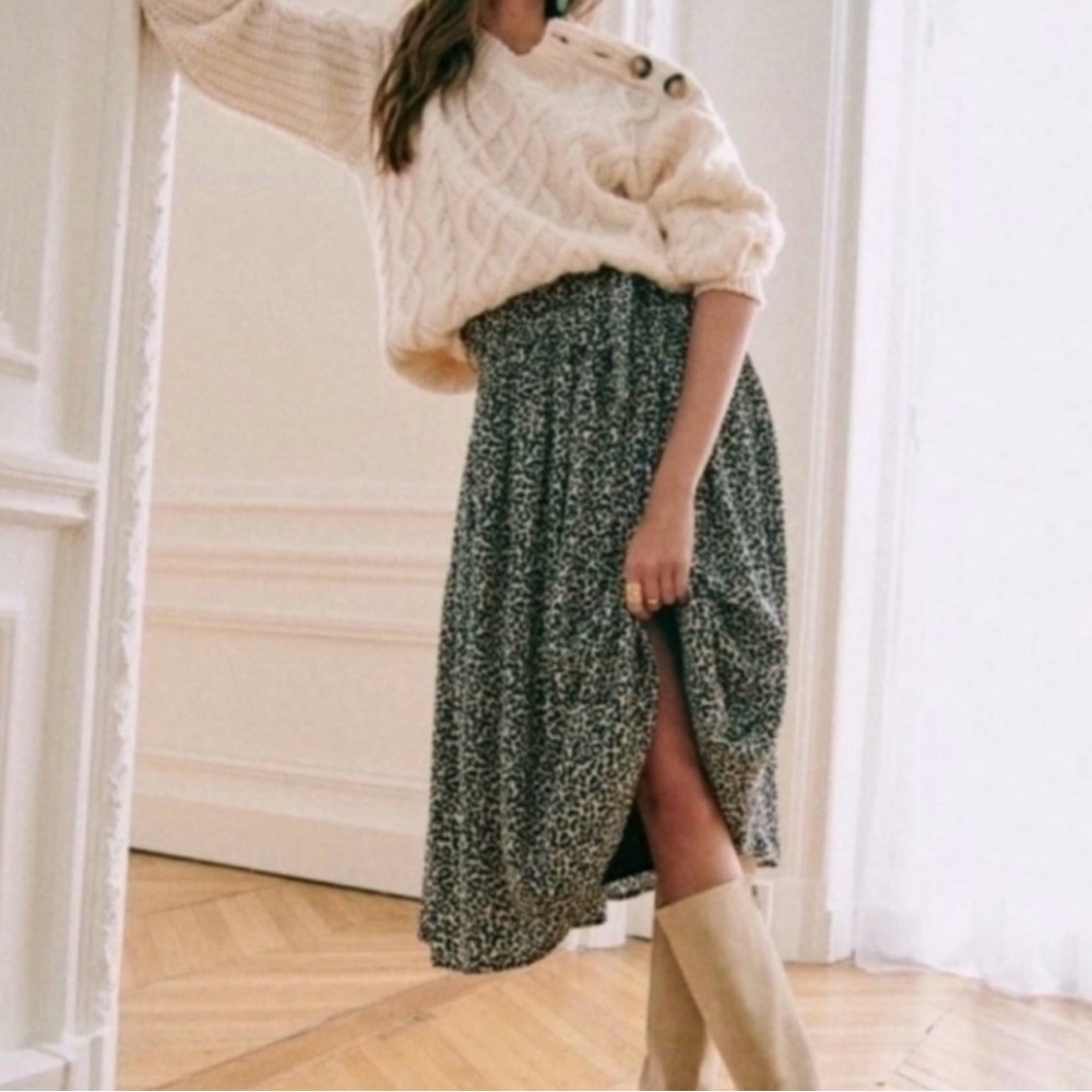 Sezane Elie Leopard print skirt